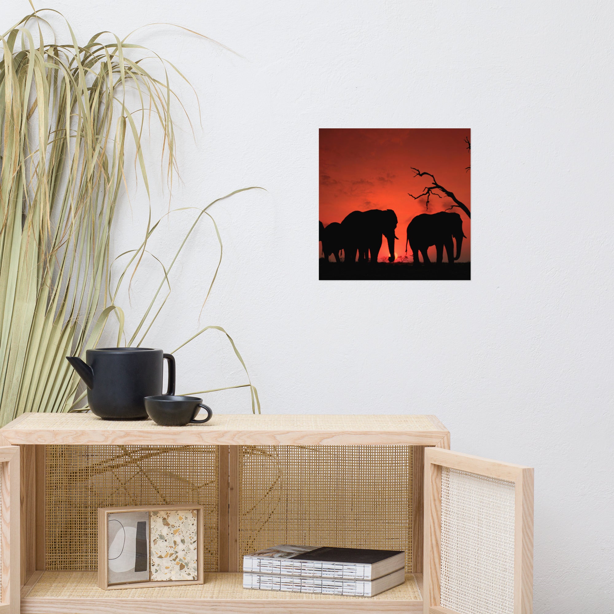 Elephant sunset Poster