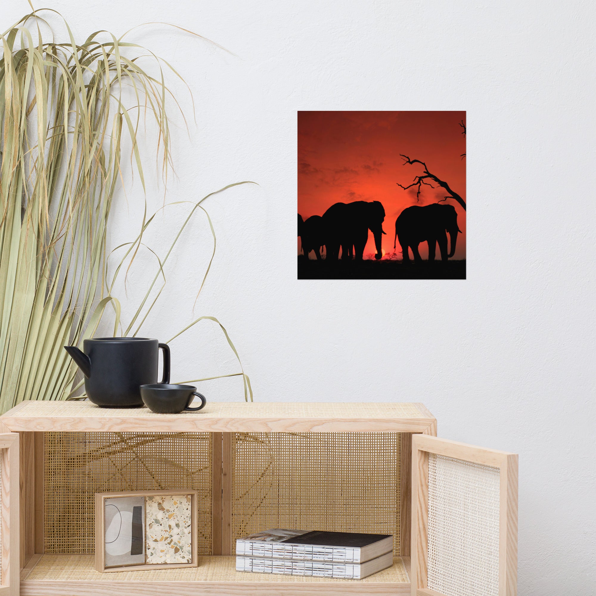 Elephant sunset Poster