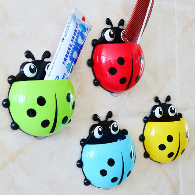 1Pcs Cute Ladybird Beetle Toothbrush Toothpaste Shelves